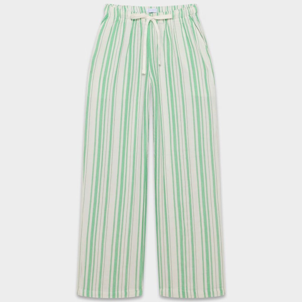 Aritzia AirPlush Cotton Sail Pant | Size Small | White and Green stripe